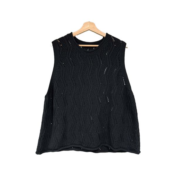 現貨 8089｜文藝幾何鏤空寬版針織背心 