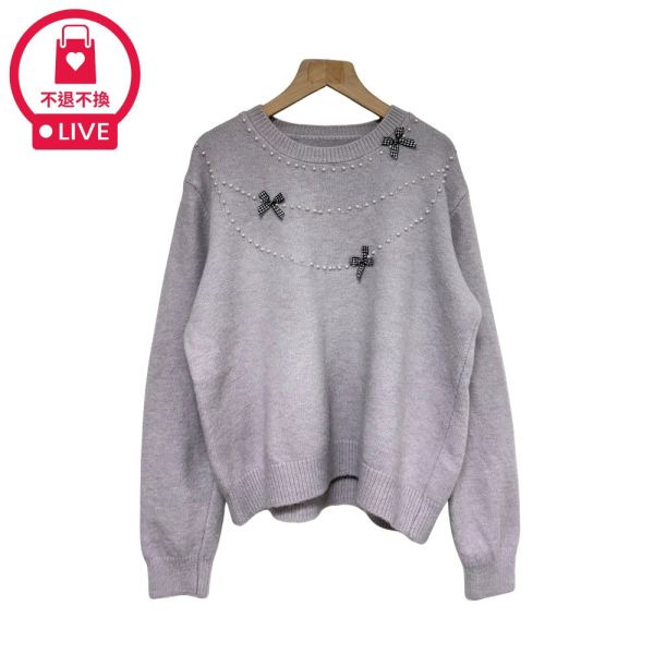 現貨9723｜迷你珠珠蝴蝶結套頭毛衣-LAC500051B7-福利品不退不換 