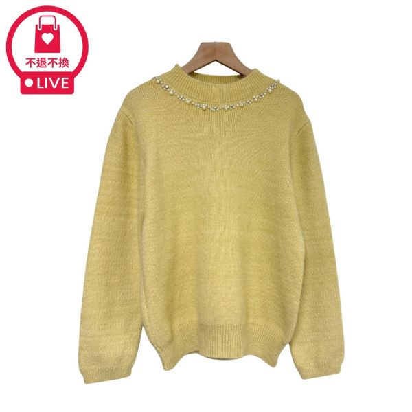 現貨9633｜釘珠鑽圓領粉彩毛衣-RR9113B2-福利品不退不換 