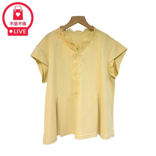 9896｜初夏的浪漫詩篇・花朵蕾絲剪裁修身造型T-LA300034B9-福利品不退不換 