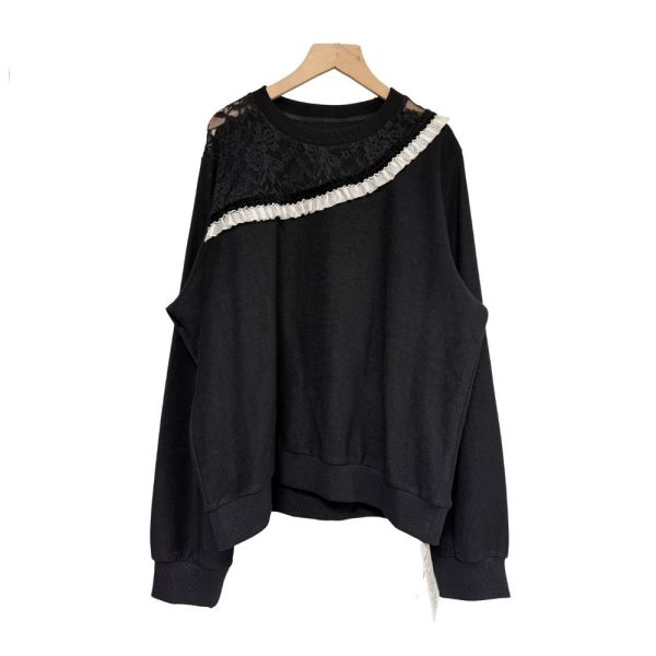 現貨7996｜透膚蕾絲木耳邊拼接衛衣-LAC300048C5 
