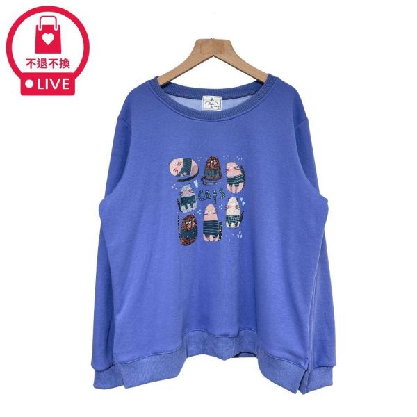 現貨9745｜減齡款！塗鴉貓貓牛奶絨衛衣-DF5336A6-福利品不退不換 