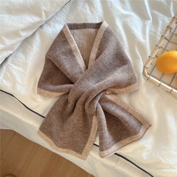 高質感雙色山羊絨針織交叉小圍巾 BLSA5 