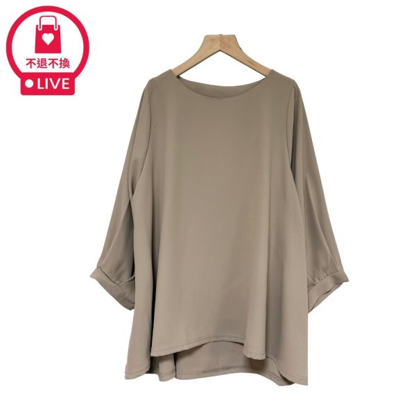 現貨7876｜雙層圓領前短後長垂墜上衣-RR6607B3-福利品不退不換 
