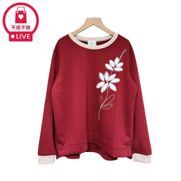 現貨7984｜異材質刺繡太空棉上衣-DF5227A6-福利品不退不換 