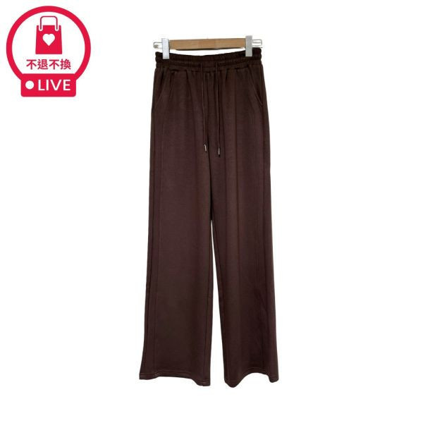 【兩件優惠】78555｜鬆緊腰針織垂墜棉質長褲-DF9257A6-福利品不退不換 