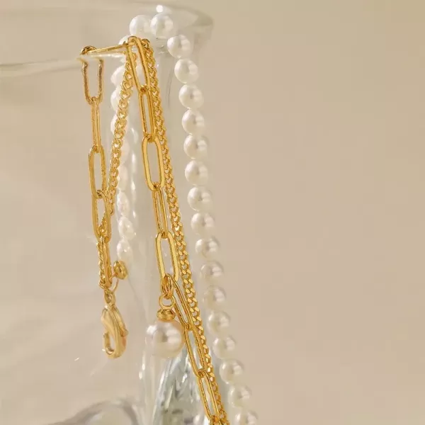 優雅雙層疊戴設計手飾貝珠款 