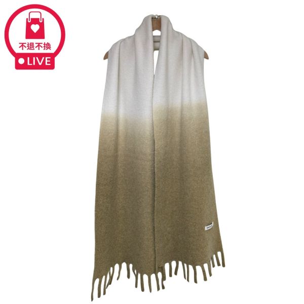 現貨9639｜羊絨感保暖漸層色流蘇圍巾 B8 