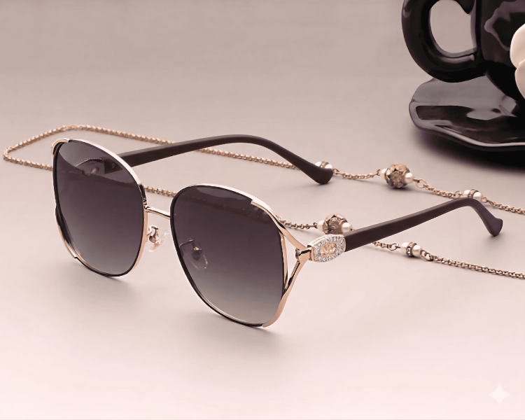 現貨9887｜高級感晶鑽大框墨鏡UV400-c0 