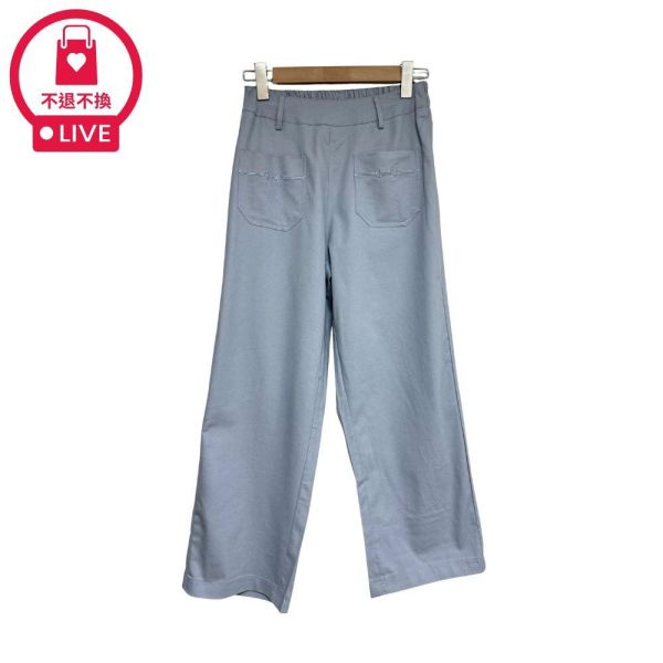 9855｜輕奢都會風・刺繡點綴大口袋高腰直筒褲-KY367A6-福利品不退不換 