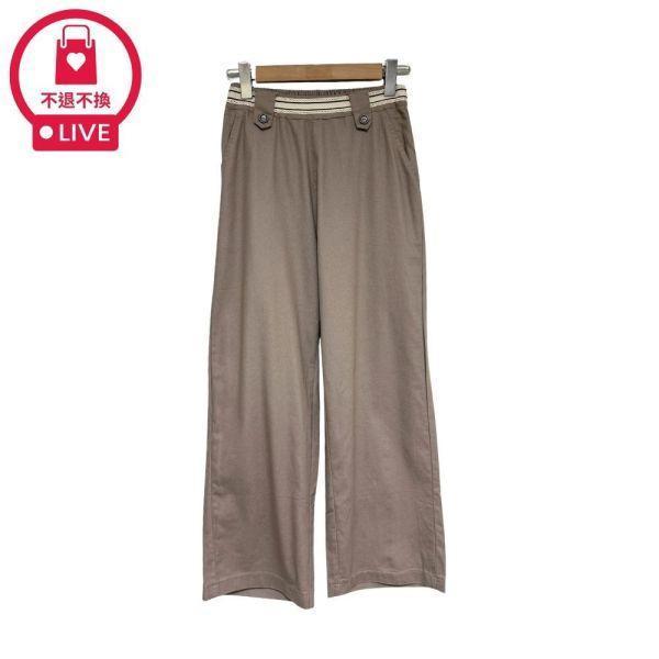 98466｜經典優雅・條紋拼腰裝飾釦直筒褲(2件組)-DF9277A6-福利品不退不換 