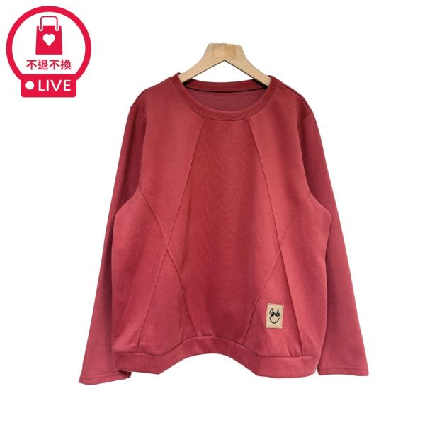 現貨9617｜交叉拼接布貼長袖T-SH68366A6-福利品不退不換 