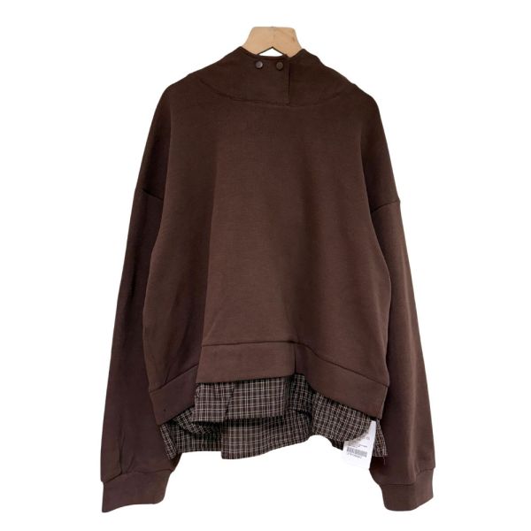 現貨7965｜格紋拼接前短後長連帽衛衣-MIA25390E8 