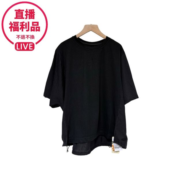 現貨7756｜異材質拼接連袖抽繩上衣-LA3B00308B8-福利品不退不換 