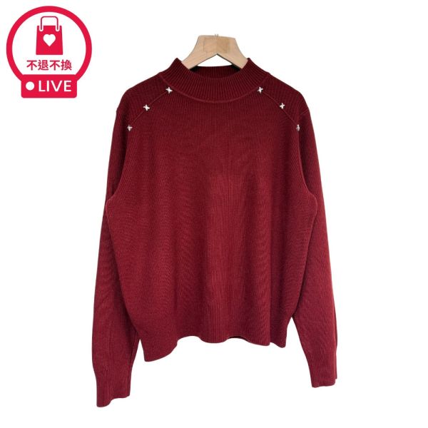 現貨8338｜肩綴星芒半高領莫代爾針織衫-028-福利品不退不換 