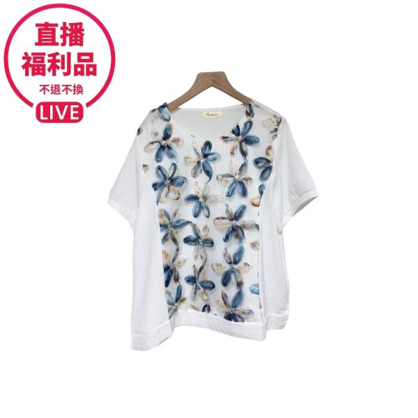 現貨7651｜剪貼花朵網紗拼接上衣-DF7363A6-福利品不退不換 