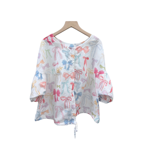 9860｜浪漫花漾・繽紛蝴蝶結抽繩減齡衫-RP1022I7 