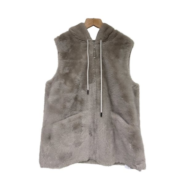 現貨9556｜仿毛連帽抽繩拉鍊馬甲-MIA99303G2 