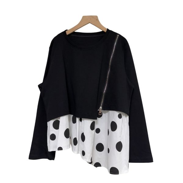 現貨7997｜波點拉鍊造型雙層長袖上衣-LAC300038C2 