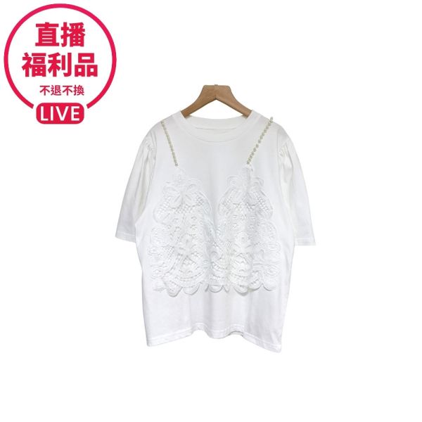 現貨7614｜前蕾絲假兩件上衣-RR2561B3-福利品不退不換 