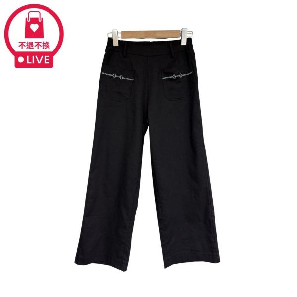 9855｜輕奢都會風・刺繡點綴大口袋高腰直筒褲-KY367A6-福利品不退不換 