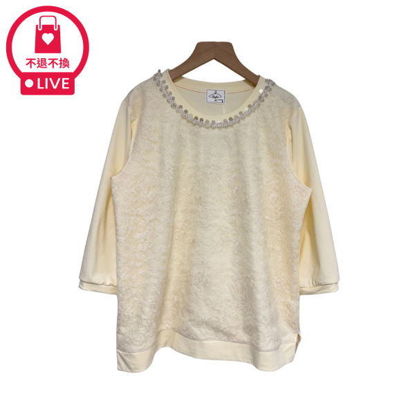 9854｜氣質閃耀・法式蕾絲拼珠質感衫-DF5360A6-福利品不退不換 