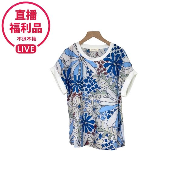 現貨7620｜花朵插畫皺面上衣-DF7336A6-福利品不退不換 