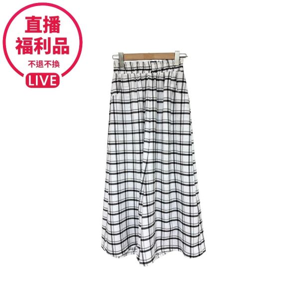 現貨7673｜高腰格子織紋闊腿褲-RR6680B3-福利品不退不換 
