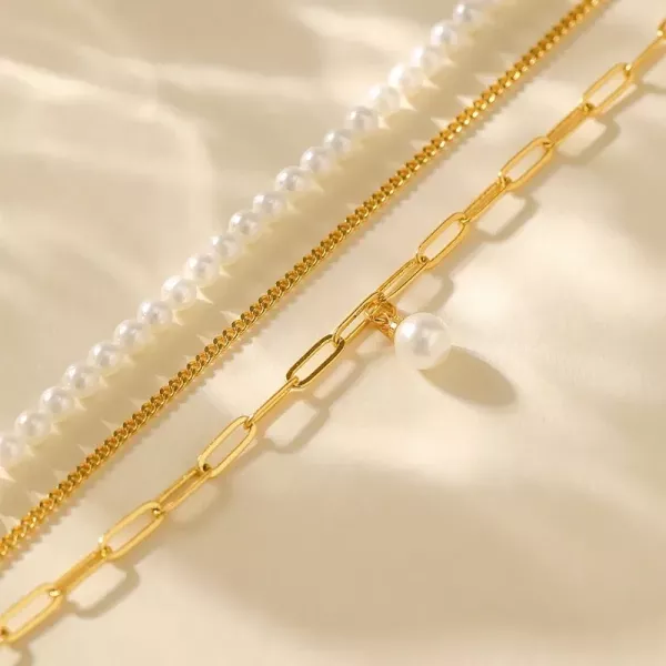 優雅雙層疊戴設計手飾貝珠款 