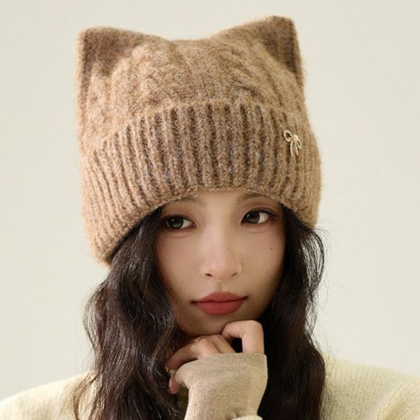 現貨 9054｜可愛網紅蝴蝶結貓耳毛帽 016 