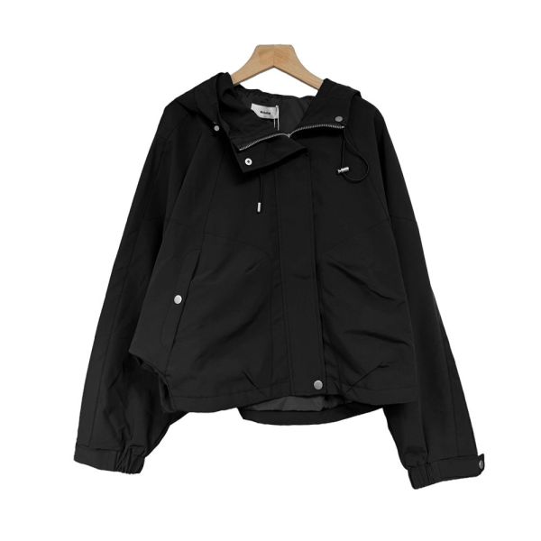 現貨 8075｜工裝風雙拉鍊 抽繩連帽 短款風衣外套 