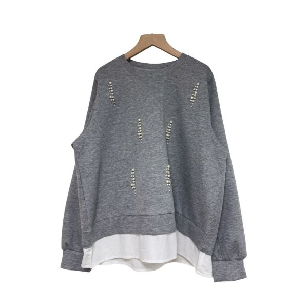 現貨9542｜假兩件釘珠太空棉長袖T-LA300050D0 