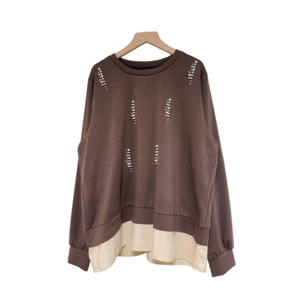 現貨9542｜假兩件釘珠太空棉長袖T-LA300050D0 