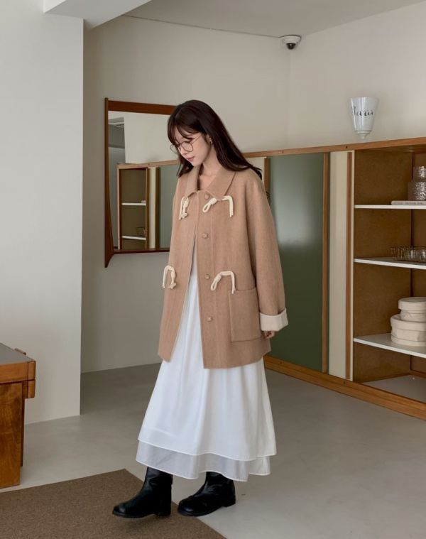 【北村恬繫結手工羊毛大衣 | 中長款 】2 colors 恬繫結手工羊毛大衣
