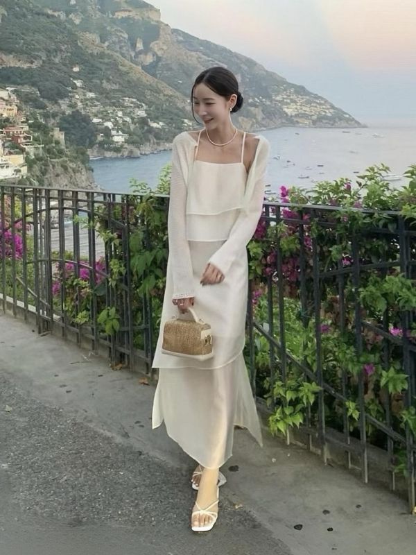 高級霧面天絲荷葉仙女洋裝(4 colors) 高級霧面天絲荷葉仙女洋裝