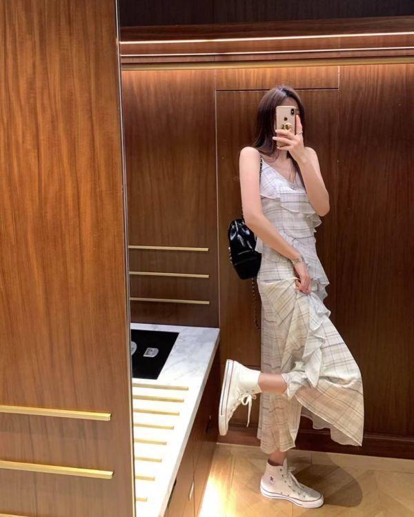 戀夏微光．荷葉格紋洋裝 (3 colors) 戀夏微光荷葉格紋洋裝