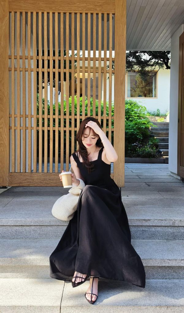 夏日渡假感方領長洋裝（3 colors） 夏日渡假感方領長洋裝