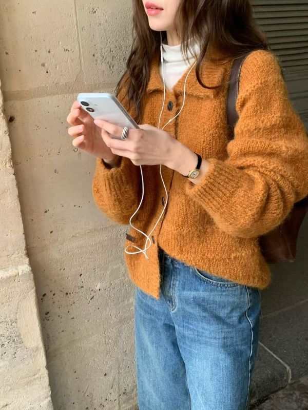 小山羊毛排扣襯領外套(3 colors) 小山羊毛排扣襯領外套