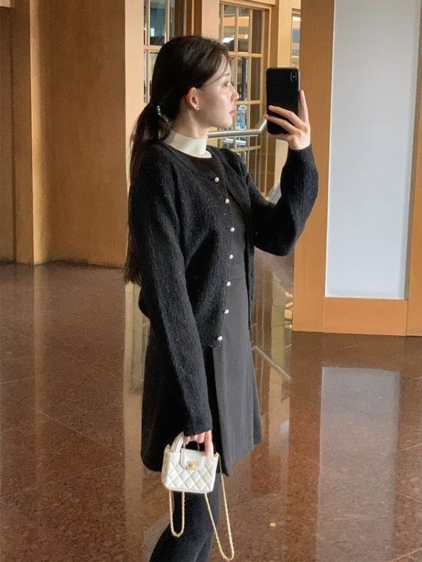 氣質雪絨珍珠扣外套(2 colors) 氣質雪絨珍珠扣外套