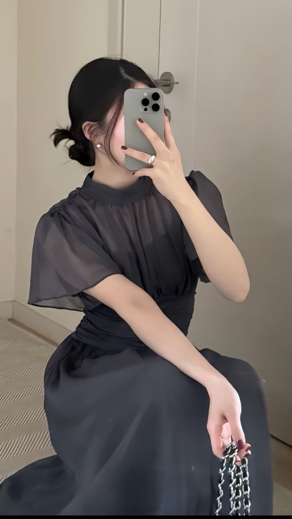 柔光立領輕紗洋裝（3 colors） 柔光立領輕紗洋裝