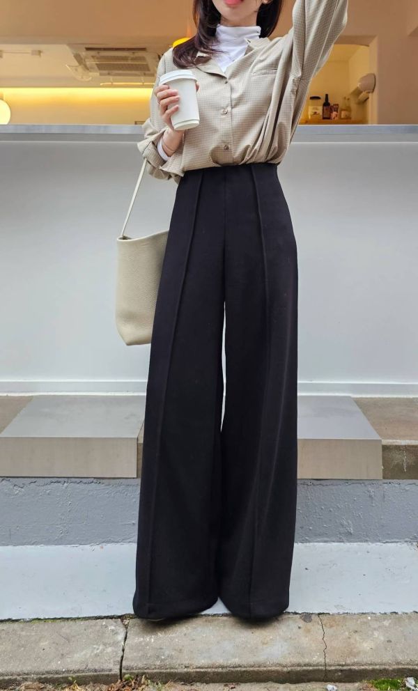 漫畫腿混羊毛長腿褲(2 colors) 漫畫腿混羊毛長腿褲