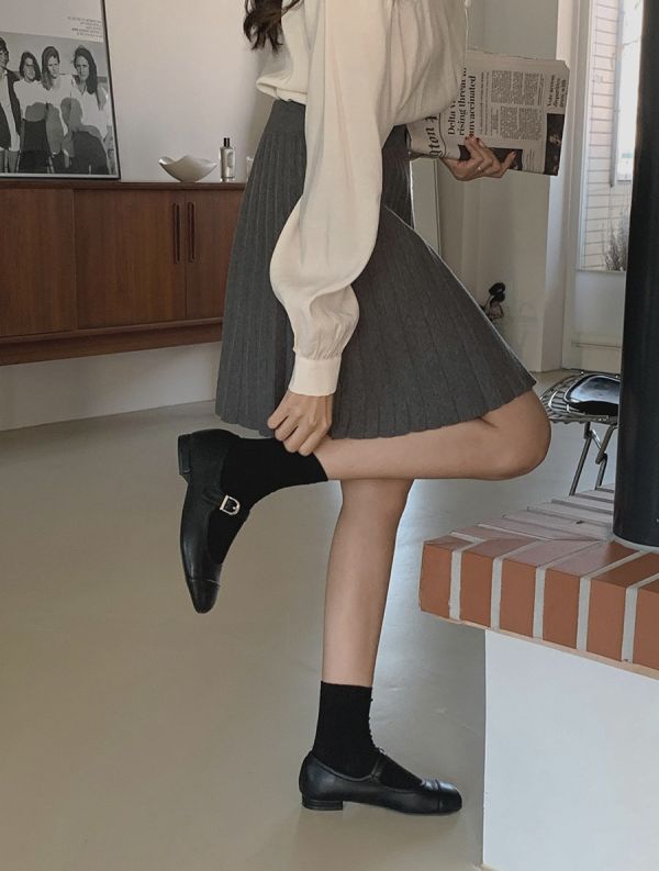 優雅針織百褶裙（3 colors） 優雅針織百褶裙