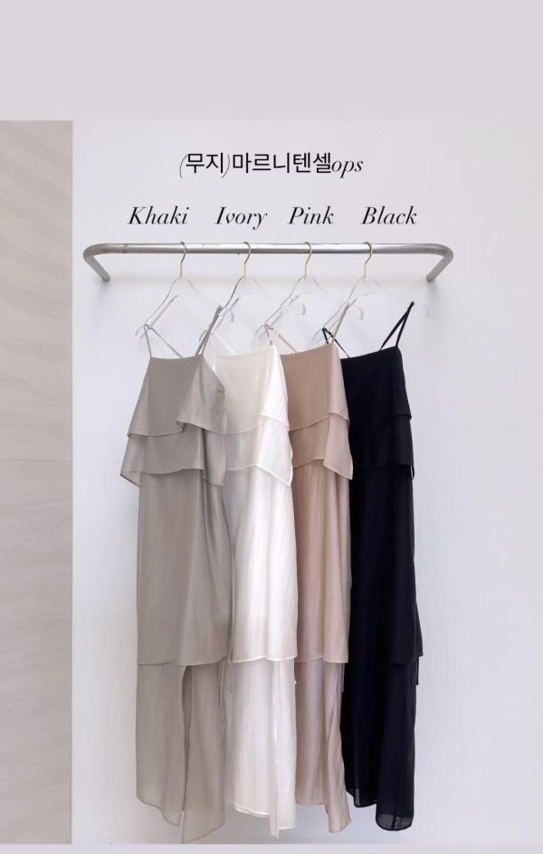 高級霧面天絲荷葉仙女洋裝(4 colors) 高級霧面天絲荷葉仙女洋裝