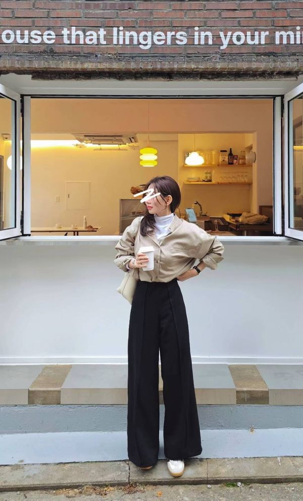 漫畫腿混羊毛長腿褲(2 colors) 漫畫腿混羊毛長腿褲