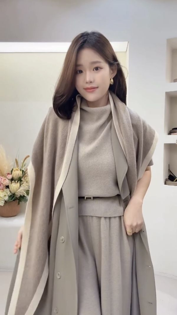 羊絨高腰顯瘦針織寬褲(3 colors) 羊絨高腰顯瘦針織寬褲