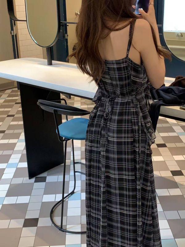 戀夏微光．荷葉格紋洋裝 (3 colors) 戀夏微光荷葉格紋洋裝