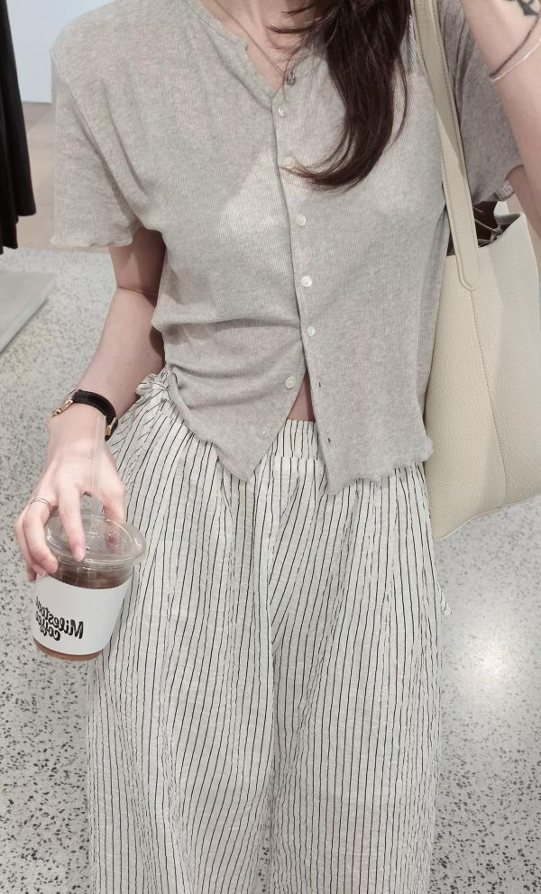 韓妞風格亞麻小開衫(4 colors) 