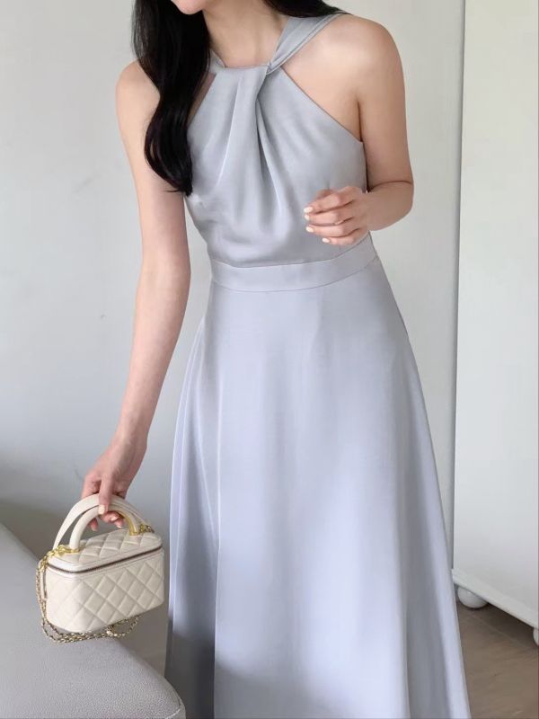 優雅交叉緞面輕婚紗洋裝（3 colors） 優雅交叉緞面輕婚紗洋裝