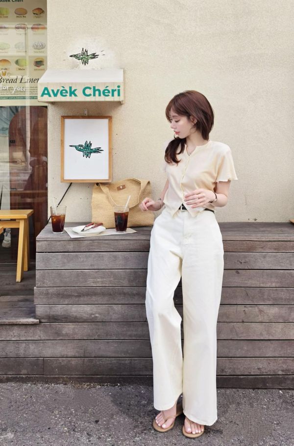 韓妞風格亞麻小開衫(4 colors) 