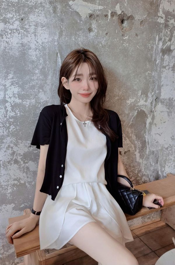 韓妞風格亞麻小開衫(4 colors) 